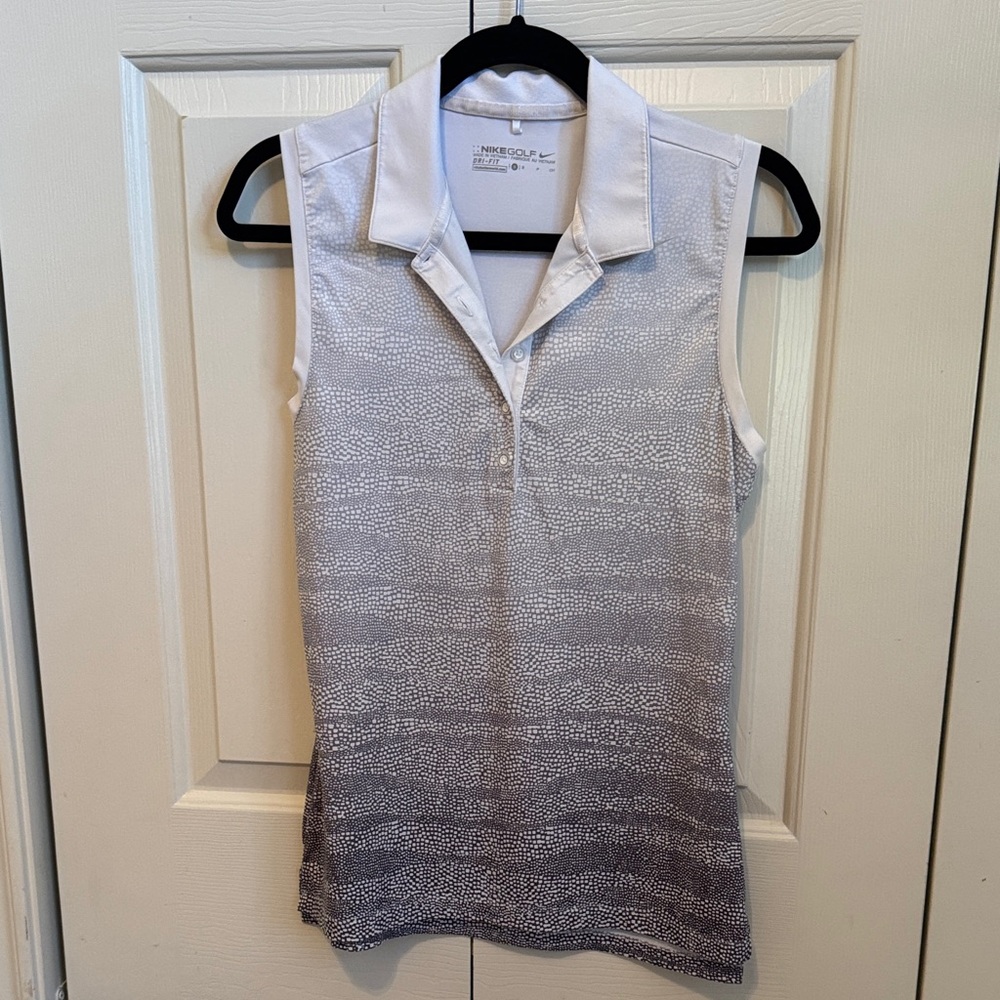 Nike Women’s Sleeveless Polo Tank - White to Gray Ombre
